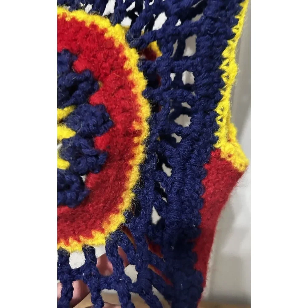 BOHO Hippie Vintage Handmade Crochet Granny Purple Flower Vest Tank Small - Picture 6 of 11